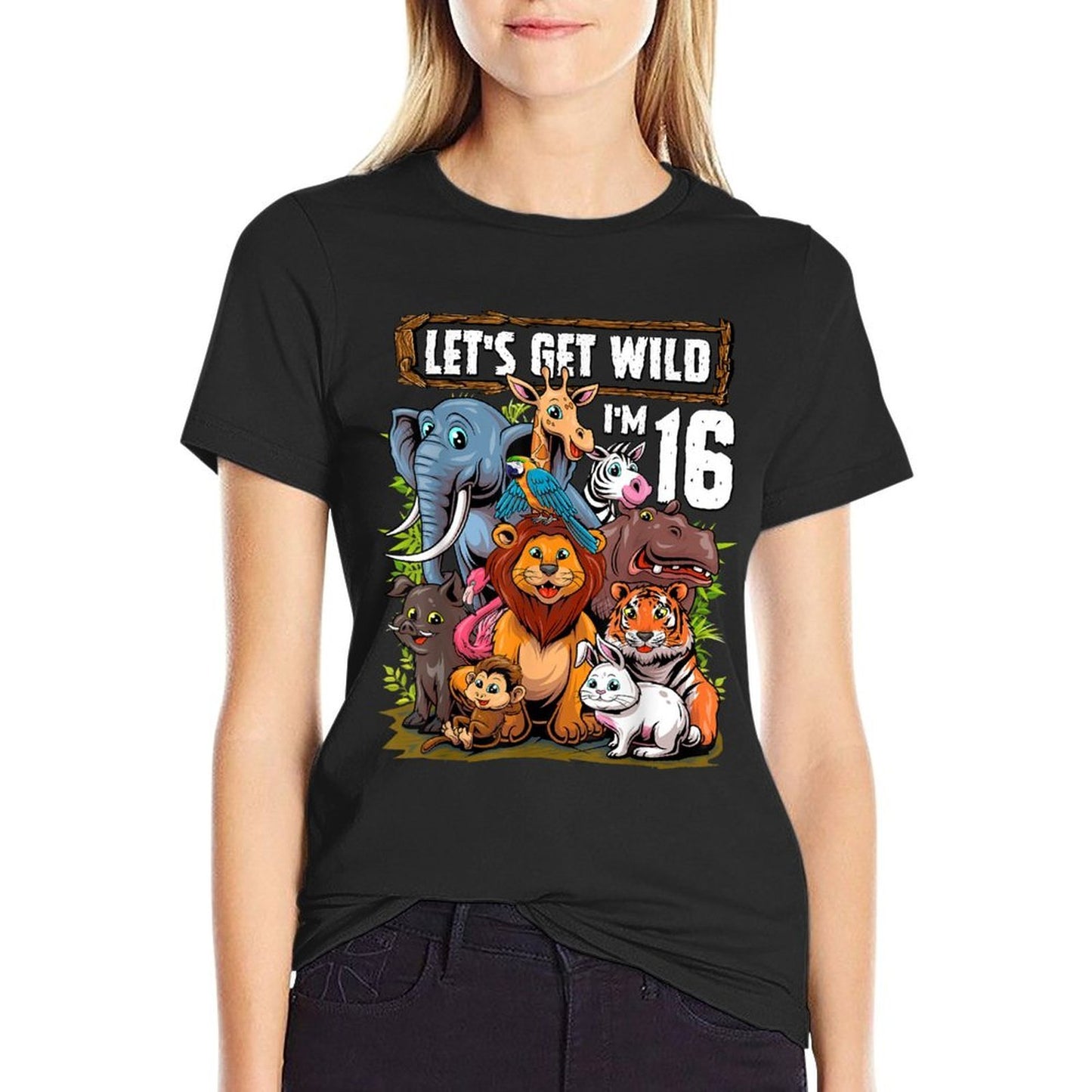 16 Year Old Zoo Birthday Safari Jungle Animals 16th Birthday  Trendy Pattern T-Shirt