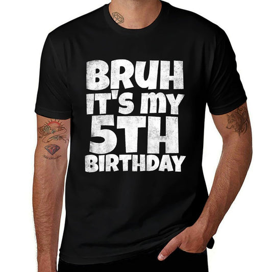 Kids Bruh It's My 5th Birthday Boy Gifts 5 Year Old Five BDay  Slim-fit Cut T-Shirt