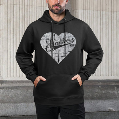 Vintage Heart Yankees I Love Yankees First Name Personalized Cotton-Polyester Blend Hoodie