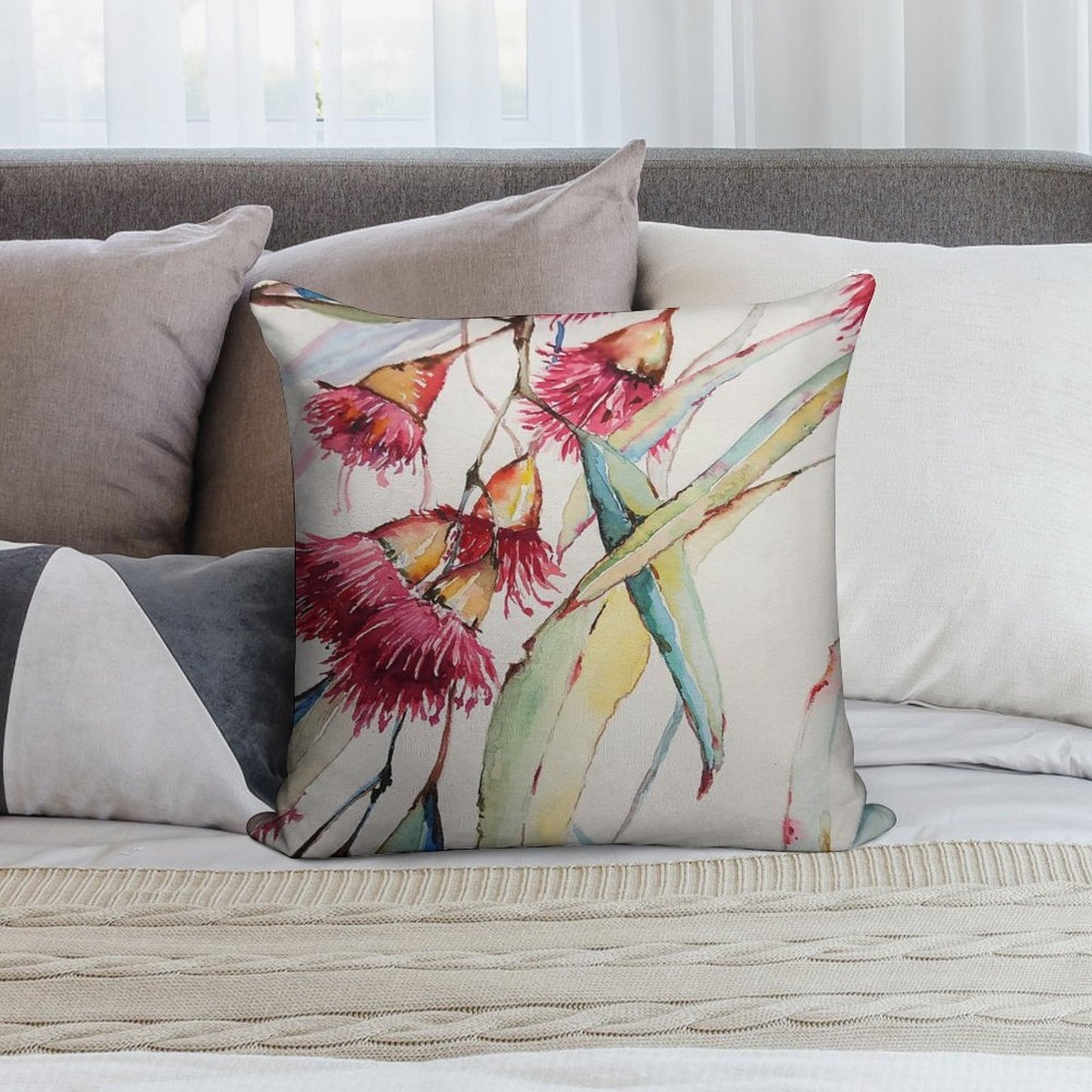 Gum Tree Watercolour Soft Ultra-Soft Texture Throw Pillow