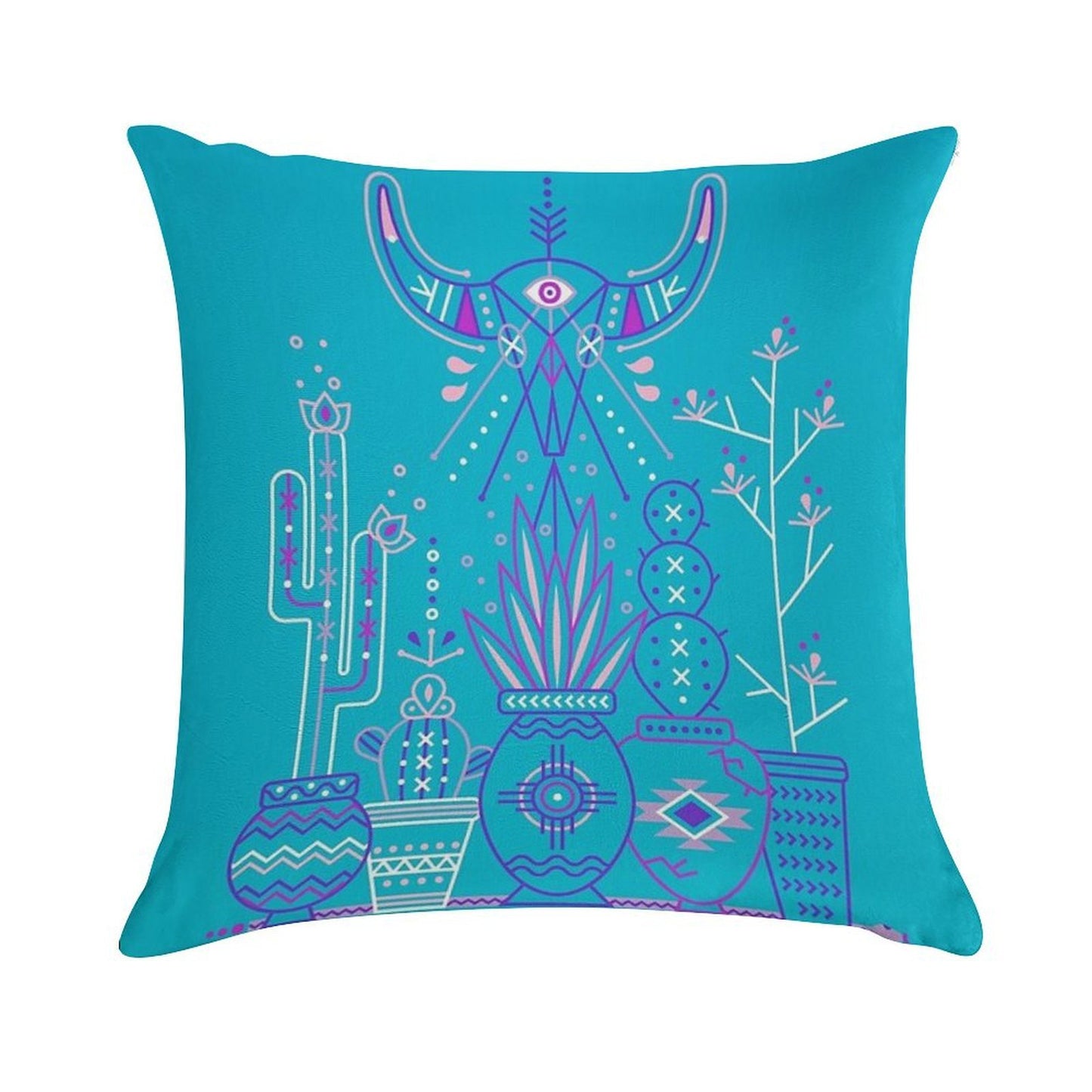 Santa Fe Garden – Blue & Purple Soft Bedroom Essential Throw Pillow