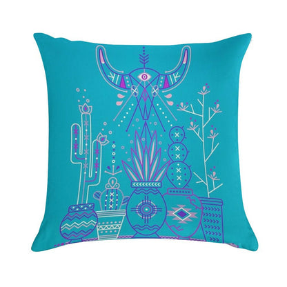 Santa Fe Garden – Blue & Purple Soft Bedroom Essential Throw Pillow