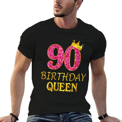 Womens 90 Years Old Birthday Queen Girl 90th Birthday Pink  Vintage-inspired T-Shirt