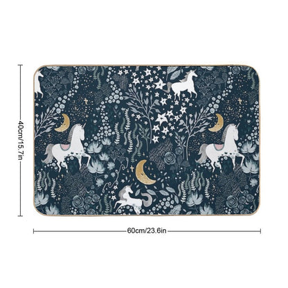 Unicorns Fields - Moody Blue  Fade-Resistant Bath Mat
