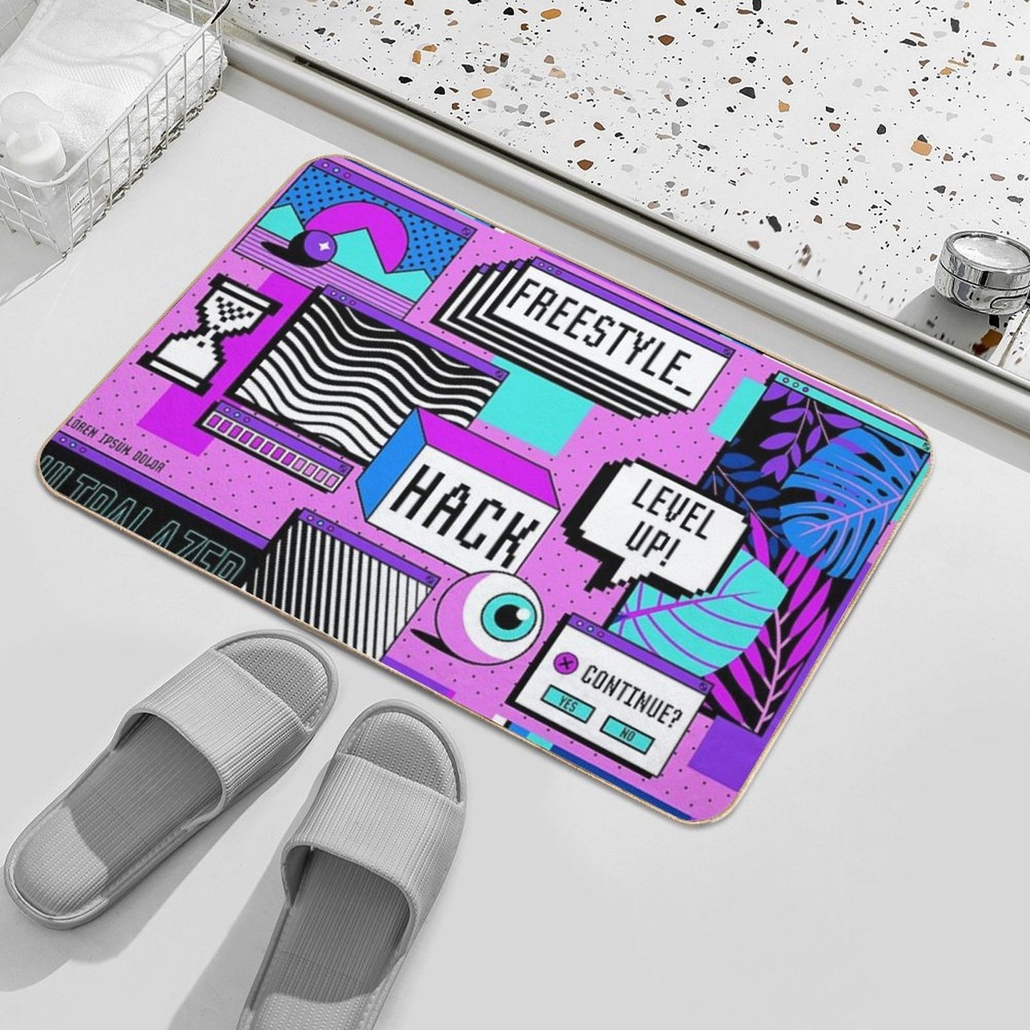 Vintage Vaporwave Background  Odorless Bath Mat