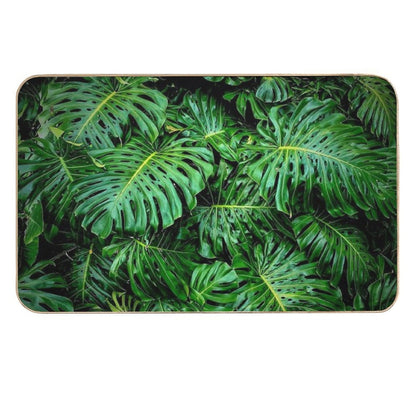 Monstera Deliciosa Tropical Green Foliage  Easy Maintenance Bath Mat