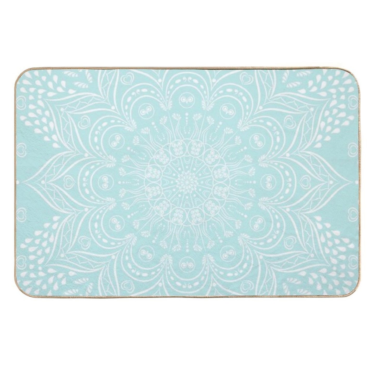 Elegant Neo Mint Boho Mandala  Non-Slip Bath Mat