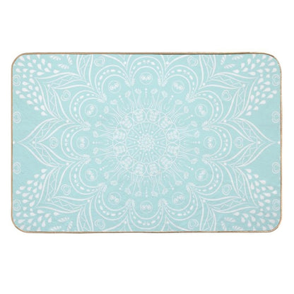 Elegant Neo Mint Boho Mandala  Non-Slip Bath Mat