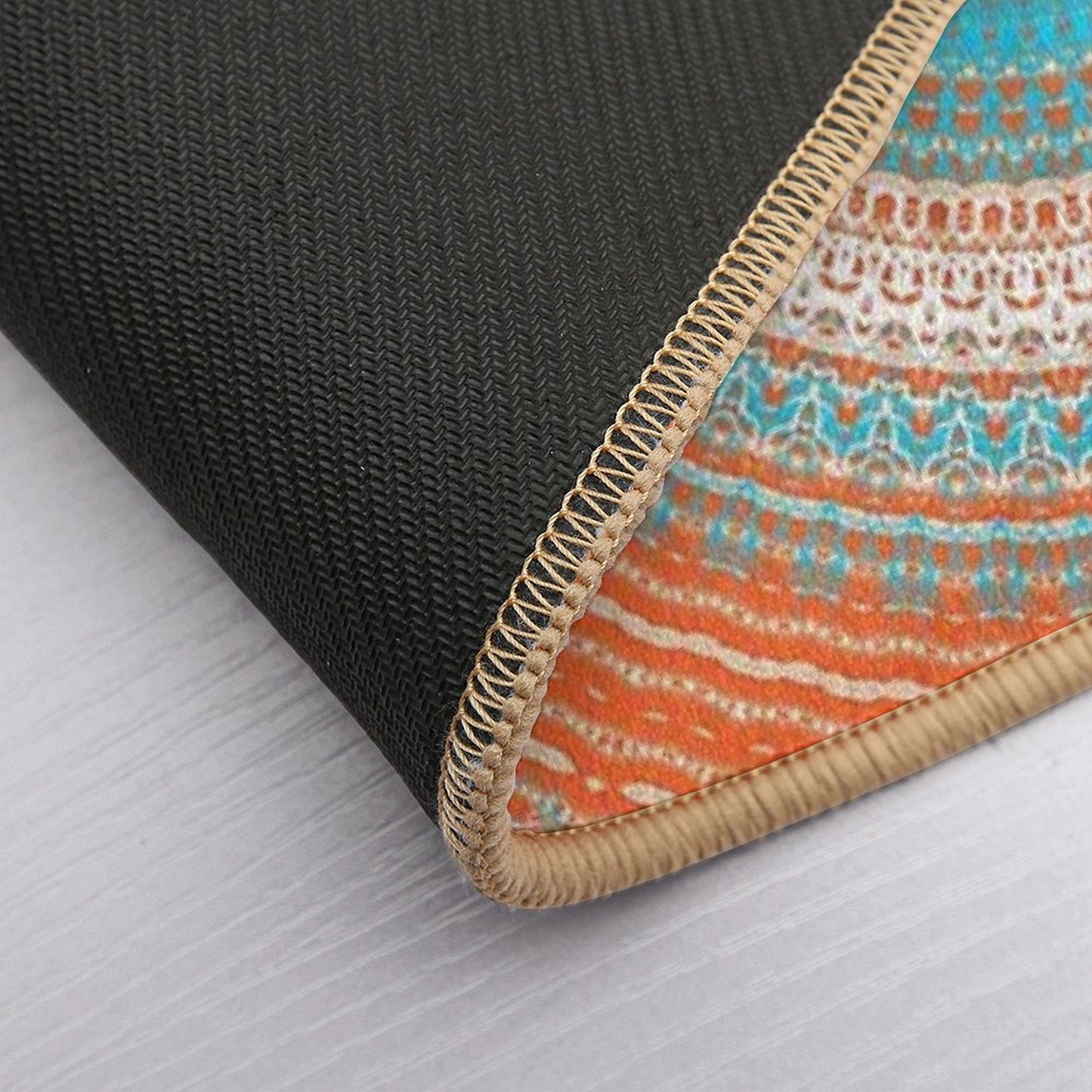 Coral Turquoise Mandala Design  Repositionable Bath Mat