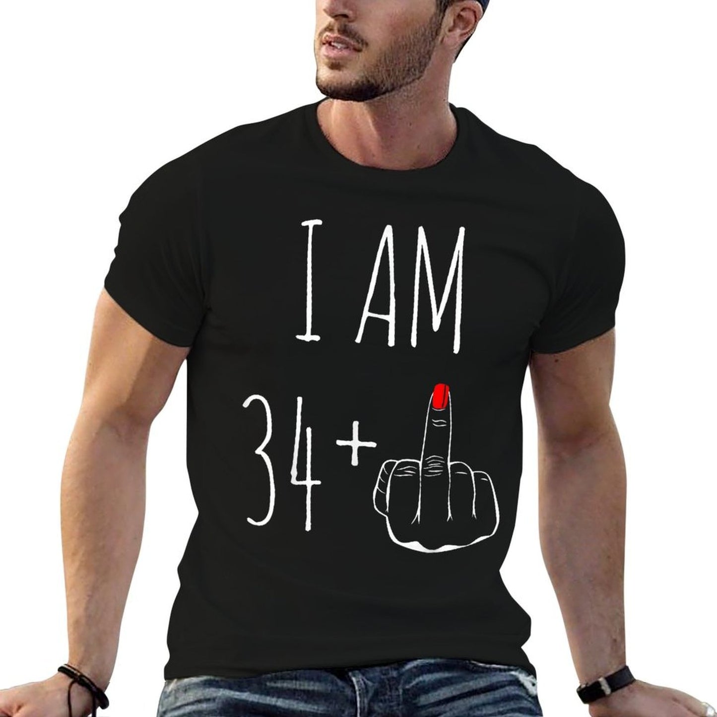 I Am 34 Plus 1 Middle Finger For A 35th Birthday  Moisture-wicking T-Shirt