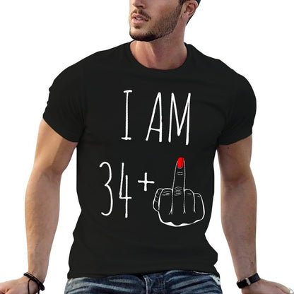 I Am 34 Plus 1 Middle Finger For A 35th Birthday  Moisture-wicking T-Shirt