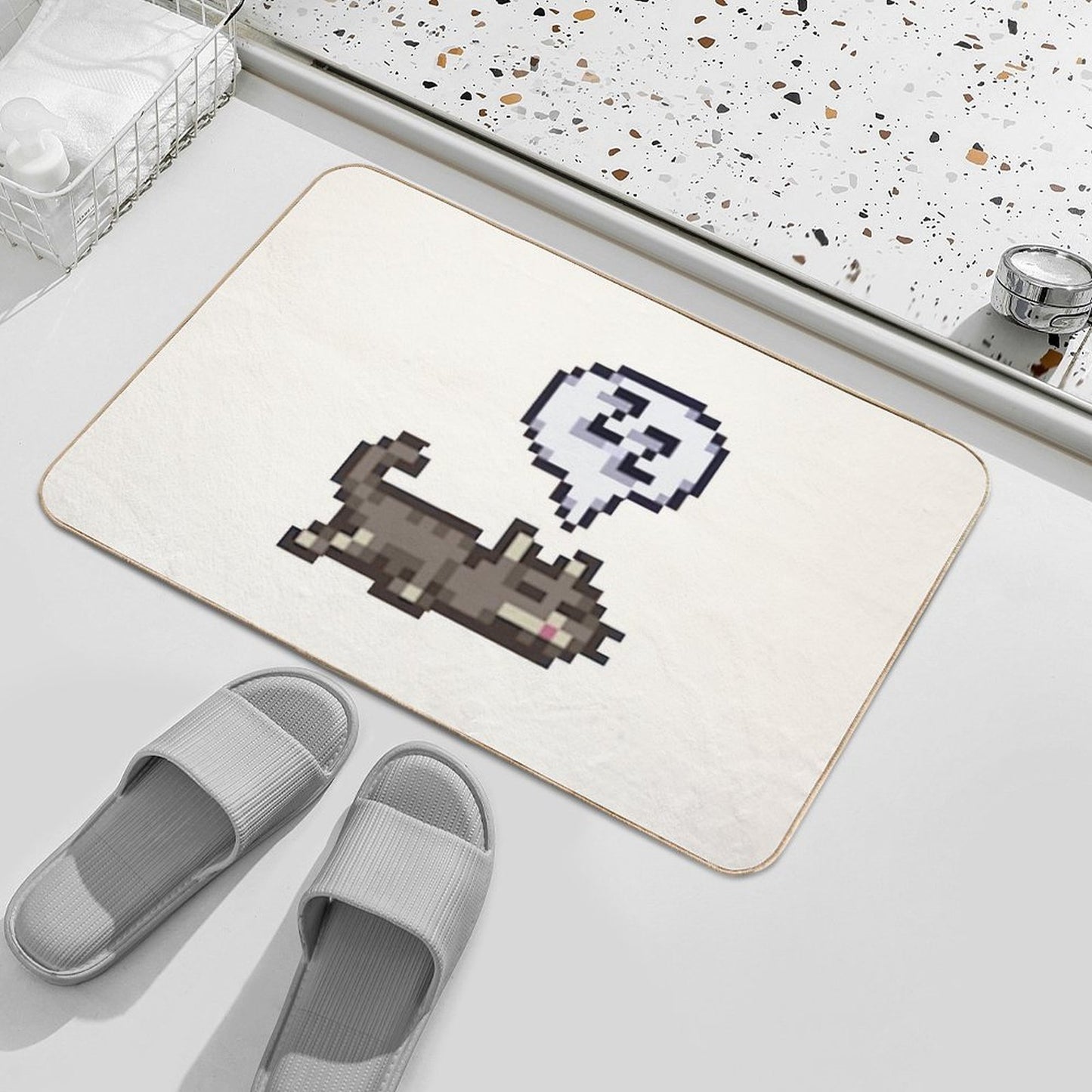 Stardew Valley Sleeping Cat Sploot  Eco-Friendly Bath Mat