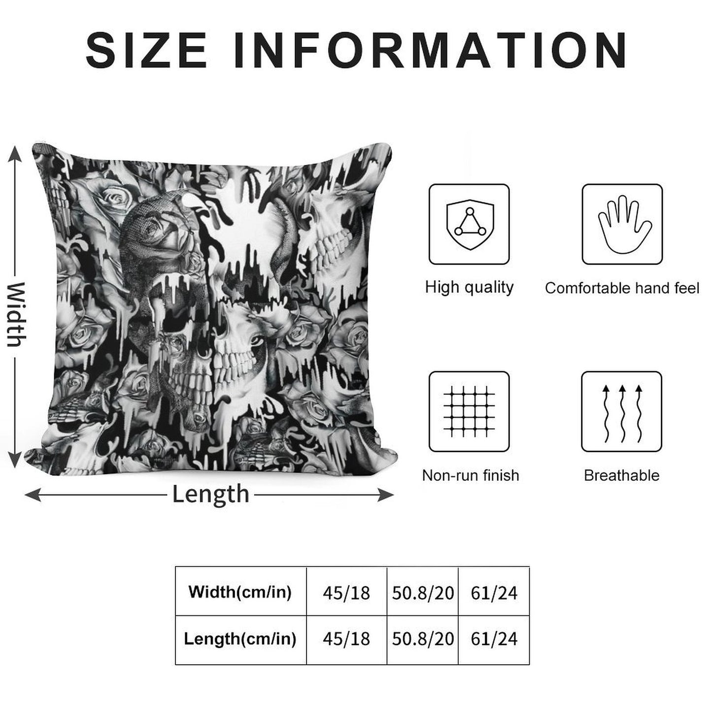 Gone in A Splash, Skull Pattern Soft Short Plush Fabric Throw Pillow