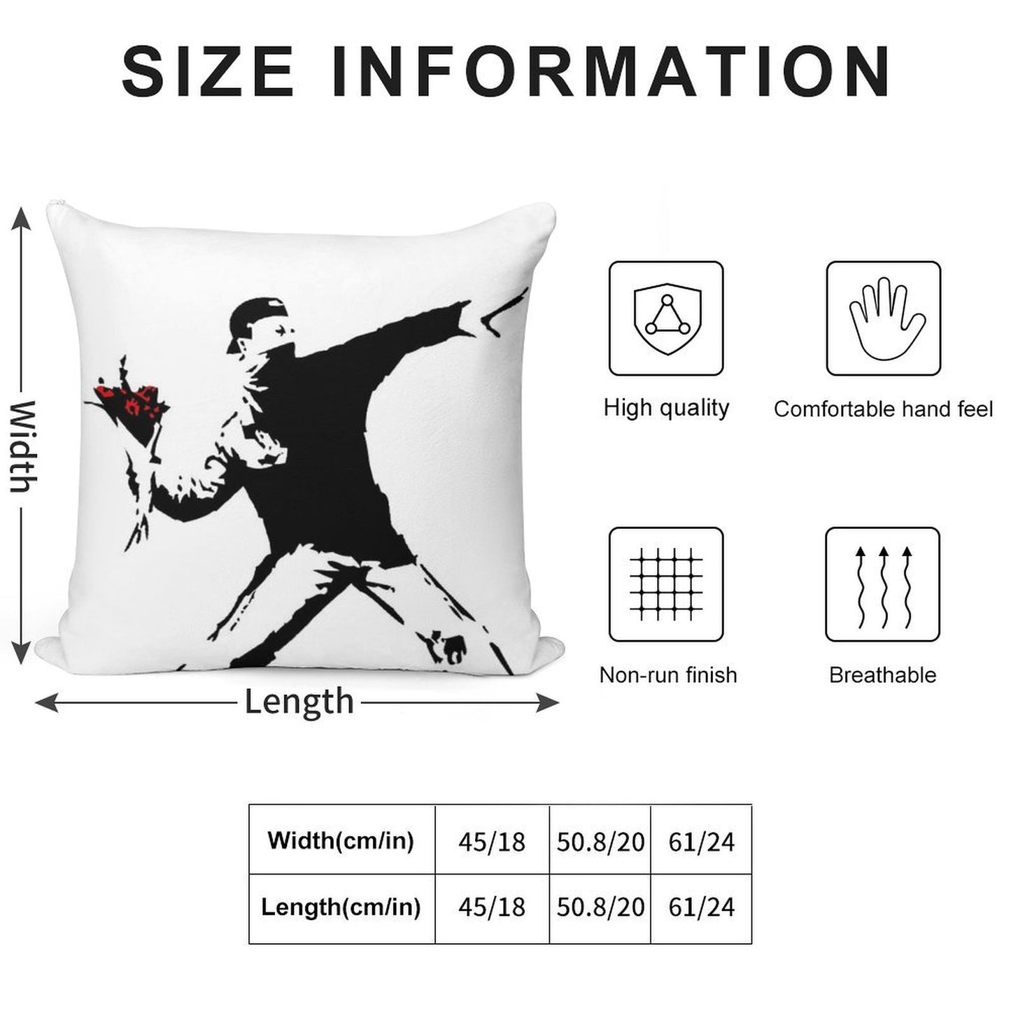 Banksy Flower Thrower! Soft Washable Throw Pillow