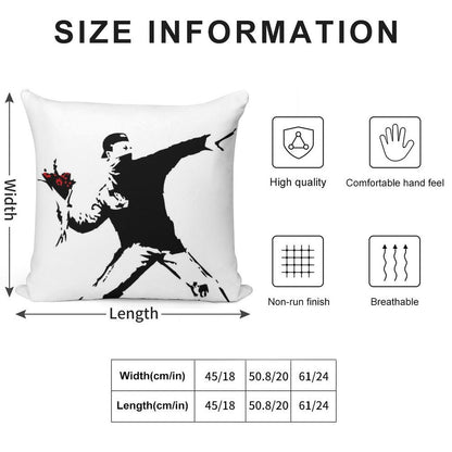 Banksy Flower Thrower! Soft Washable Throw Pillow