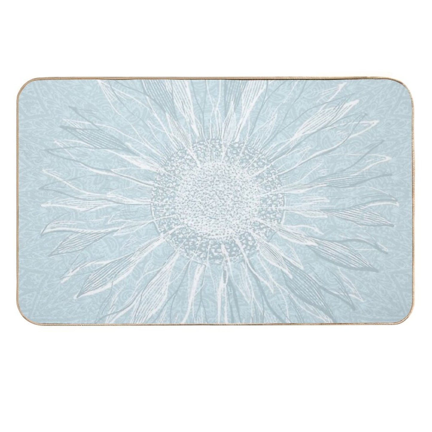 Mandala Flower of Life, Sunflower, Soft Teal  Versatile Bath Mat