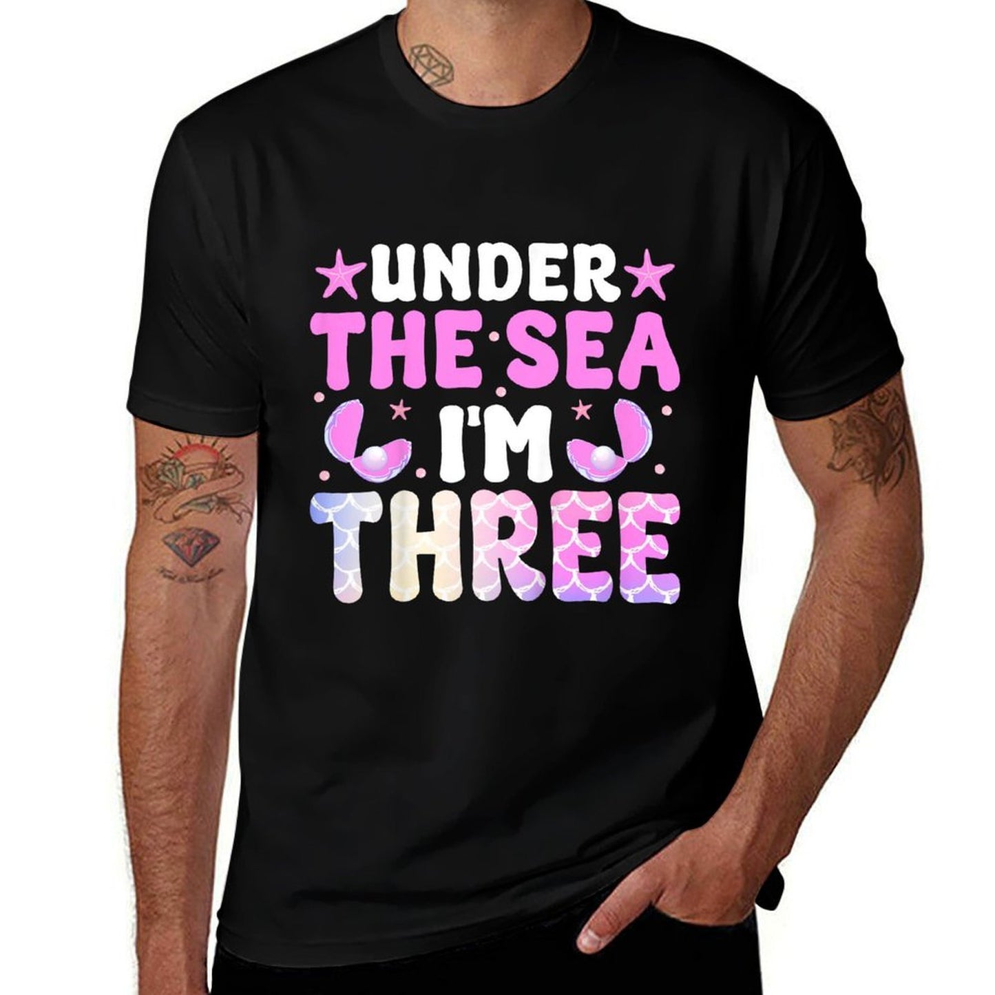 Kids Under The Sea I’m Three Mermaid Kids 3rd Birthday Party  Stretchy T-Shirt