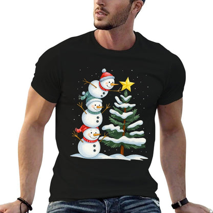 Funny Christmas Snowman Topper Tree Holiday Family Men Women  Vintage-inspired T-Shirt