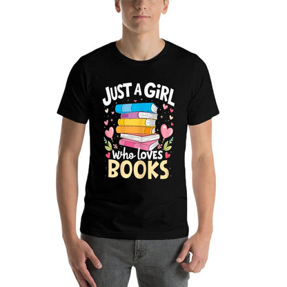 Just A Girl Who Loves Books Lover Reading Librarian Bookish  Vintage-inspired T-Shirt