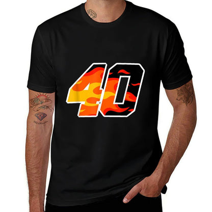 On Fire Racing Car Number 40 Decal 40th Birthday Flames Men  Breathable T-Shirt