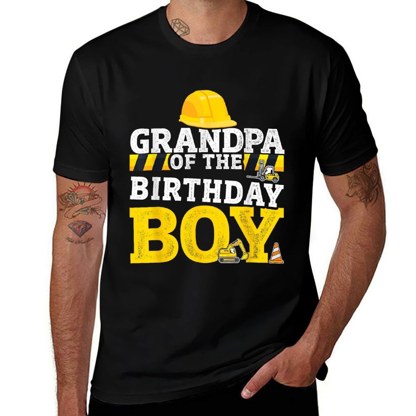 Grandpa of Birthday Boy Matching Family Construction Party  Odor-resistant T-Shirt