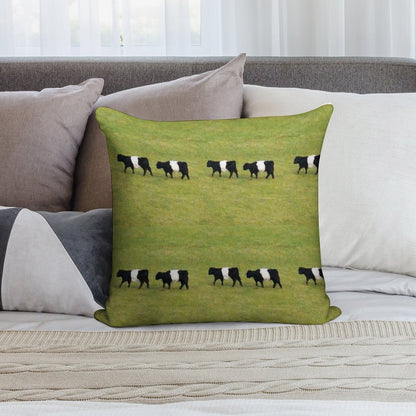 Belted Galloway Cows Soft Short Plush Fabric Throw Pillow