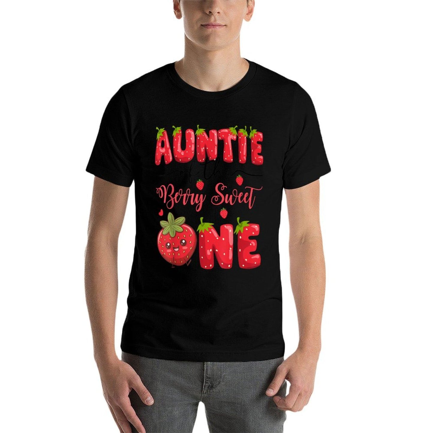 Auntie Of The Berry Sweet One Strawberry First Birthday  Graphic-printed T-Shirt