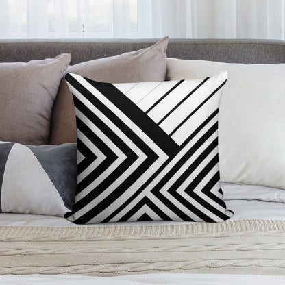Black And White Geometric Lines Soft Warmth Comfort Throw Pillow