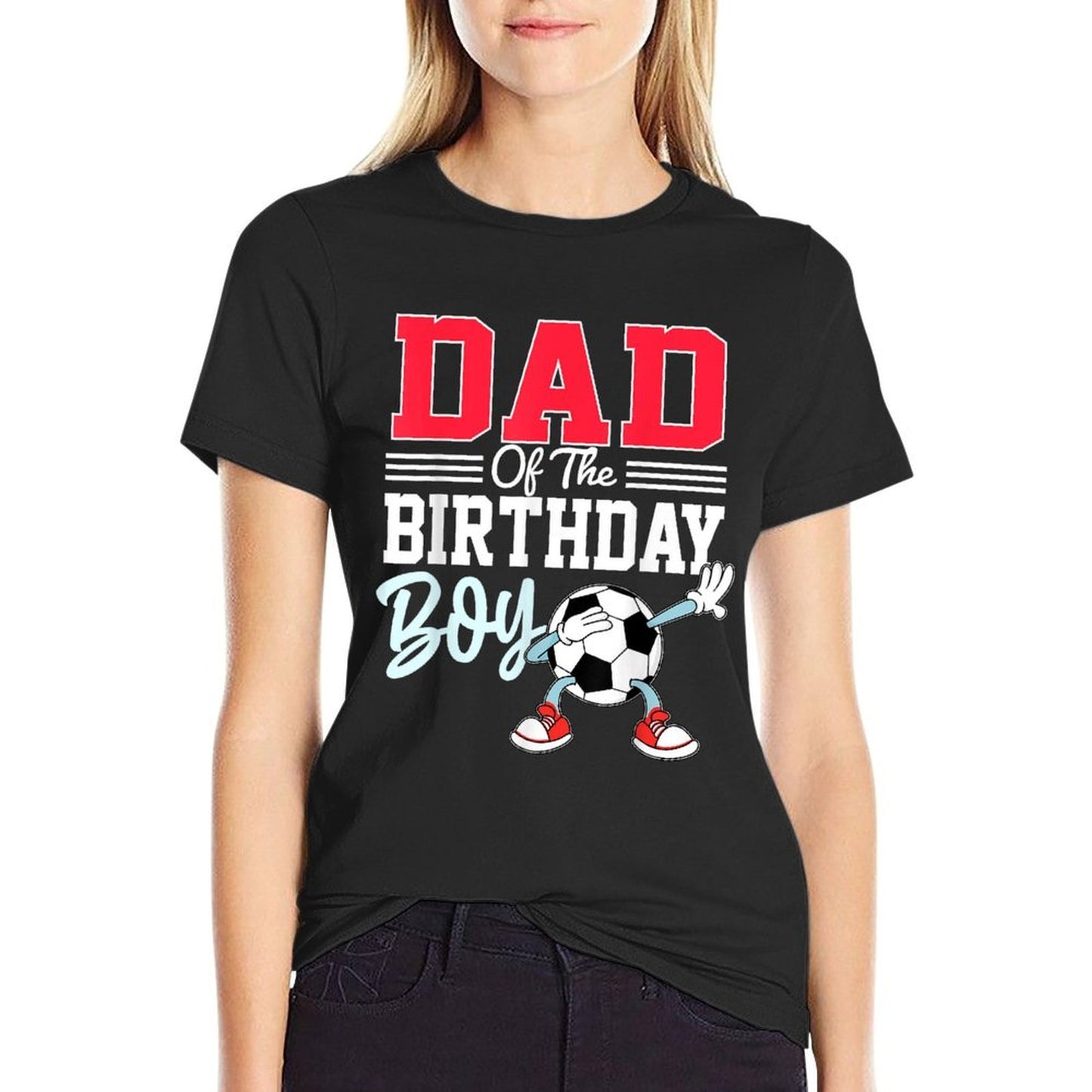 Dad Of The Birthday Boy Soccer Party Family Daddy  Slim-fit Cut T-Shirt