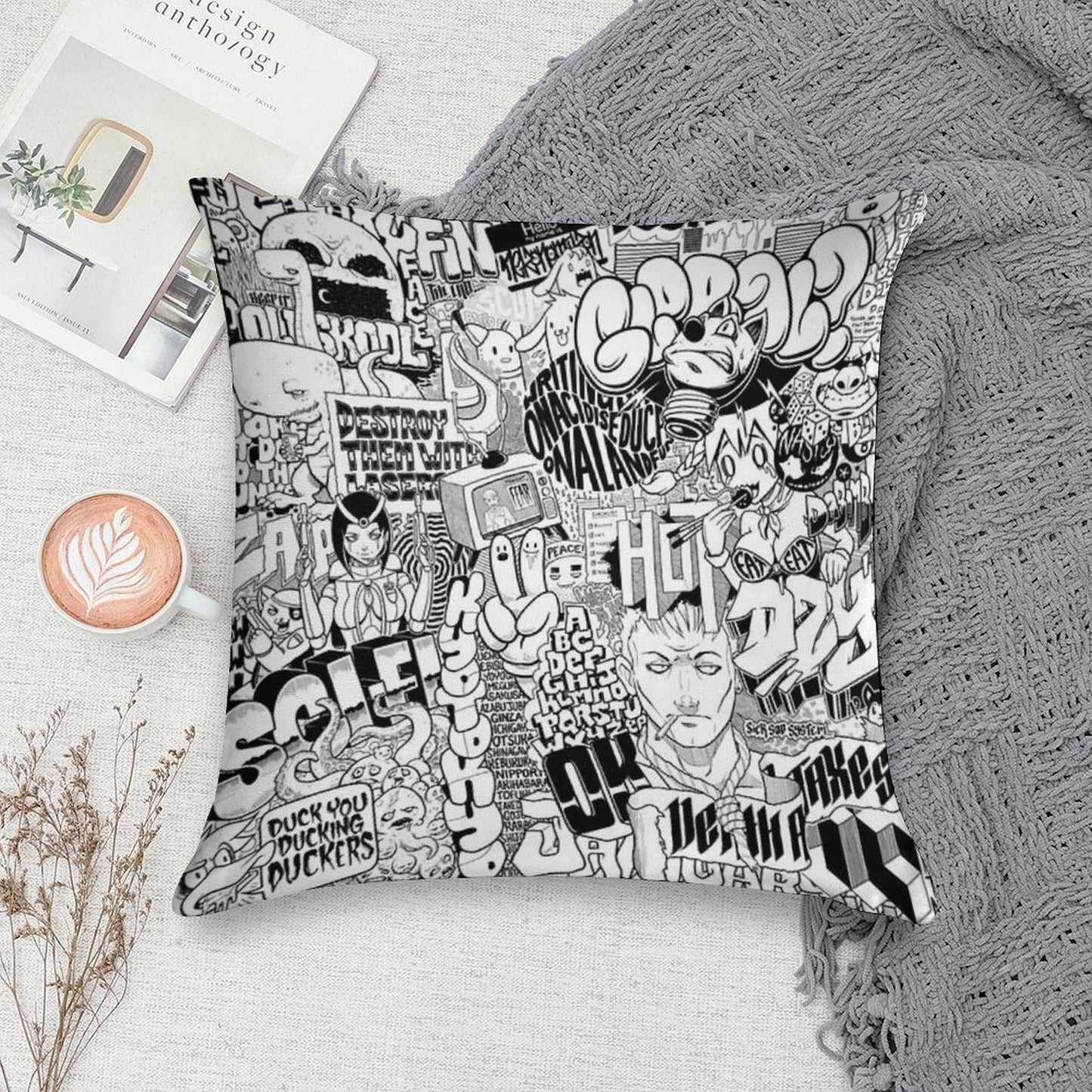 DzyMess No.9 Death & Taxes Soft Gift Ready Throw Pillow