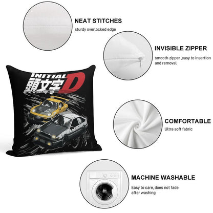 Mountain Drift Racing Initial D Tandems AE86 Vs FD Rx-7 Soft Washable Throw Pillow