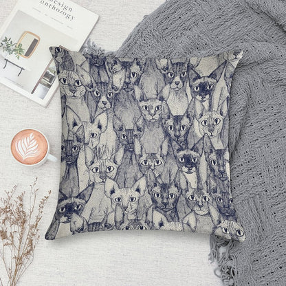 Just Sphynx Cats Blue Off White Soft Ultra-Soft Texture Throw Pillow