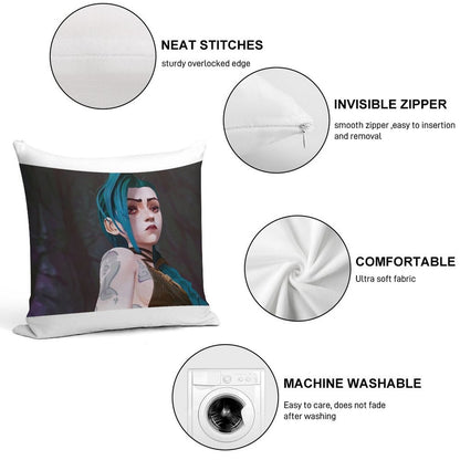 Jinx - Arcane Soft Hidden Zipper Throw Pillow