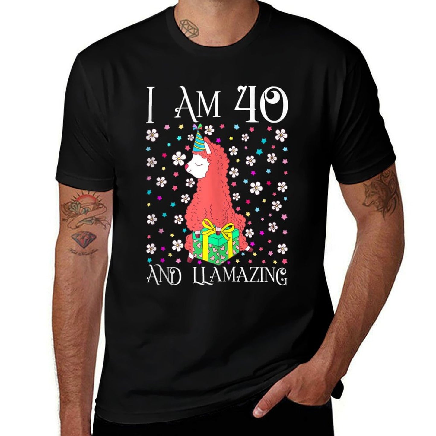 I'm 40 Llamazing Gift Alpaca Girl Llama Happy 40th Birthday  Oversized Silhouette T-Shirt