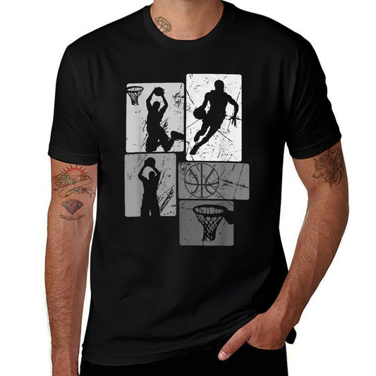 Retro Style Basketball Playing Kids Boys 10-12 12-14 Gifts  Vintage-inspired T-Shirt