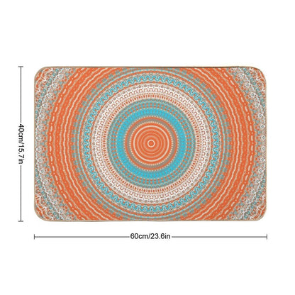 Coral Turquoise Mandala Design  Repositionable Bath Mat