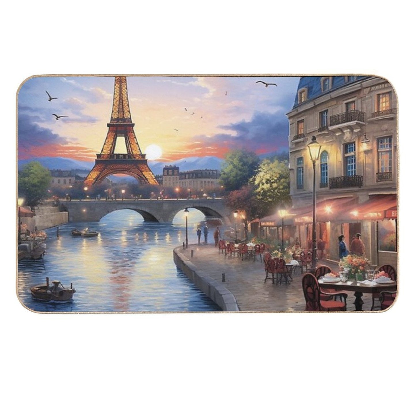 Amazing Blue Canal of Eiffel Tower  Slip-Resistant Bath Mat