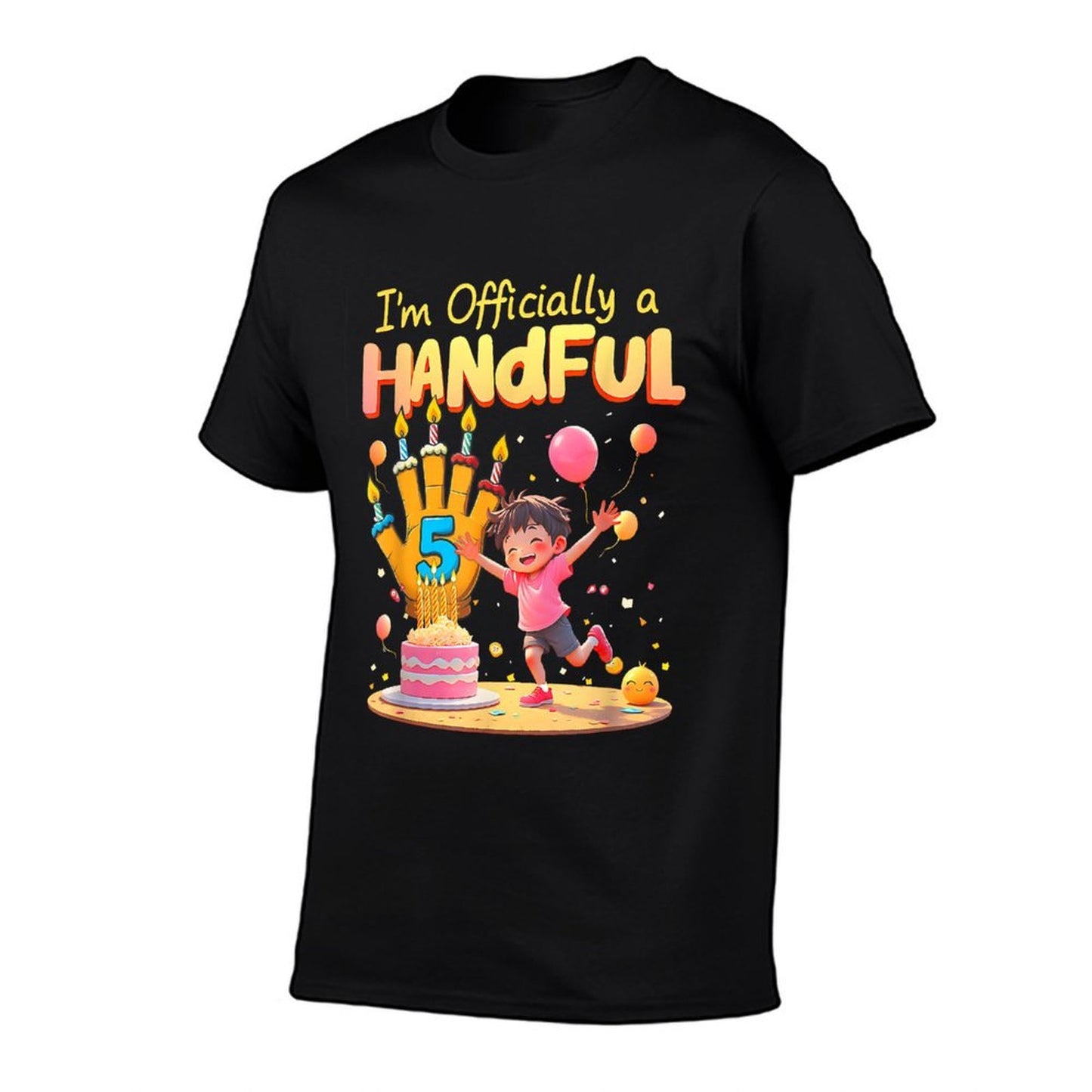 Kid Im Officially A Handful Five Year Old 5Th Birthday Party  Graphic-printed T-Shirt