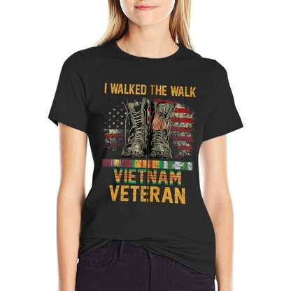 I Walked The Walk Vietnam Veteran American US Vet Zip Comfortable T-Shirt