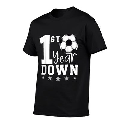 1st Birthday Soccer Touchdown First Year Down 1 Year Old  Summer-ready Fabric T-Shirt