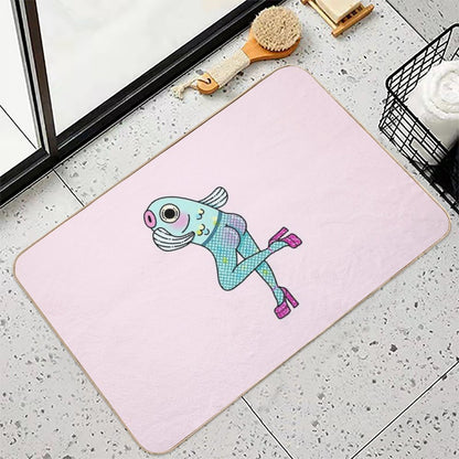 Fish-Nets (Reverse Mermaid) Pink Version Durable Bath Mat
