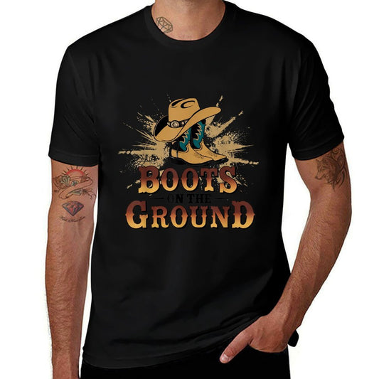 Boots On The Ground Western Cowboy Rodeo Country  Heathered Texture T-Shirt