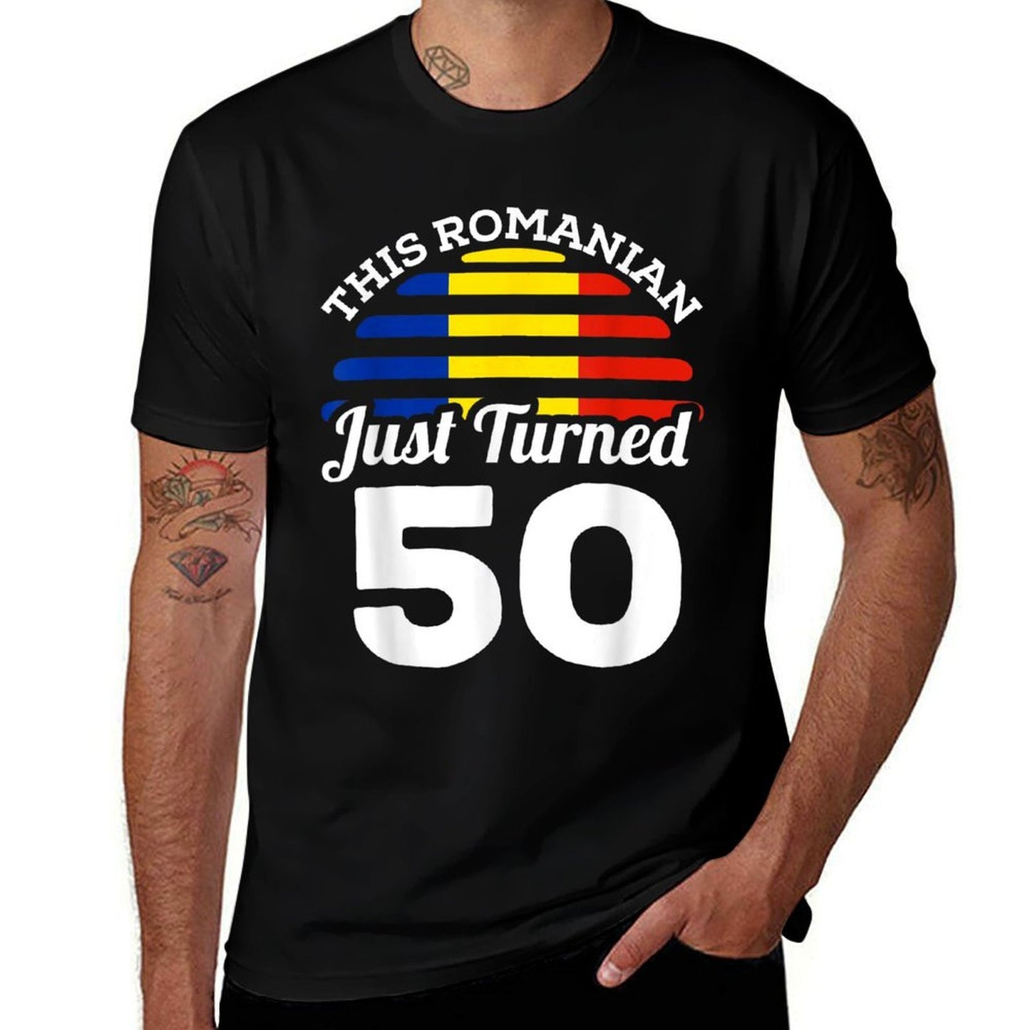 This Romanian Just Turned 50 Romania 50th Birthday Gift  Moisture-wicking T-Shirt