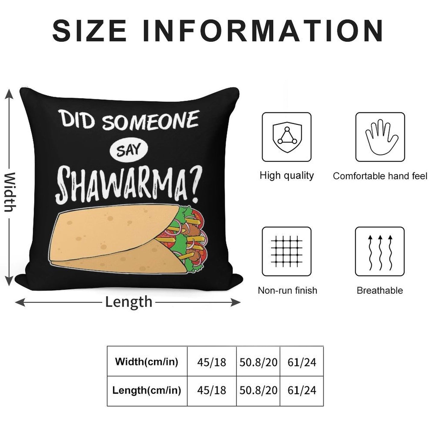 Funny Arabic Food Did Someone Say Shawarma Graphic Soft Easy Maintenance Throw Pillow