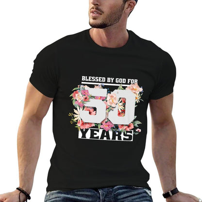 Blessed By God For 50 Years Old 50th Birthday Party Premium  Easy-care T-Shirt