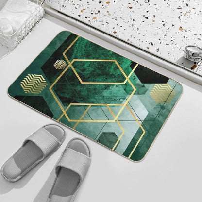 Emerald Green Geo  Dirt-Trapping Bath Mat
