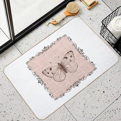 Natural Linen Art  Easy To Clean Bath Mat