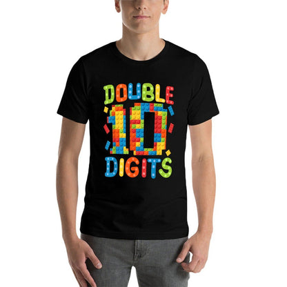 10th Birthday Double Digits Building Blocks 10 Years Old Kid  Stretchy T-Shirt