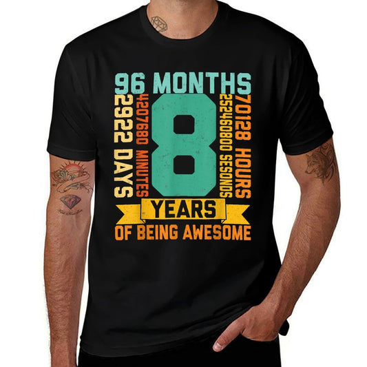 8 Years Of Being Awesome Math Lover Kids 8th Birthday Party  Summer-ready Fabric T-Shirt