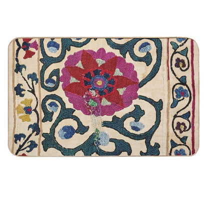 Shakhrisyabz Suzani Joynamoz Uzbekistan Floral Embroidery Print  Odorless Bath Mat